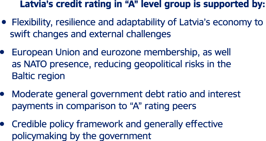 Latvia’s credit rating in “A” level group is supported by: ￼ Flexibility, resilience and adaptability of Latvia’s eco...