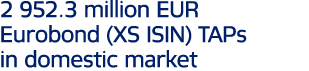2 952.3 million EUR Eurobond (XS ISIN) TAPs in domestic market 