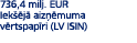736,4 milj. EUR Iek j  aiz  muma v rtspap ri (LV ISIN) 
